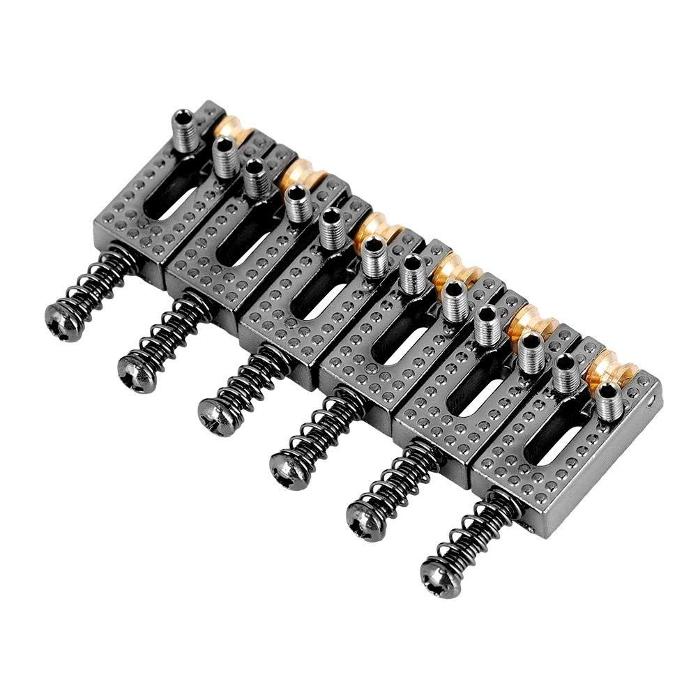 Alomejor 6PCS Black Electric Guitar Roller Bridge Saddles for 6 Strings - Premium Replacement Parts for Smooth String Action & Enhanced Playability - Perfect for Fender, Gibson, Ibanez & More Electric Guitars