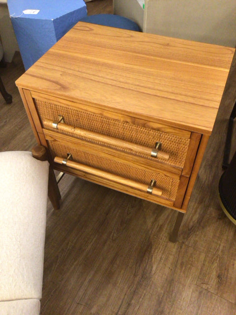 Rattan Nightstand with 2 Drawers - Natural Woven Storage Bedside Table for Bedroom, Living Room, or Nursery - Perfect for Small Spaces and Home Decor