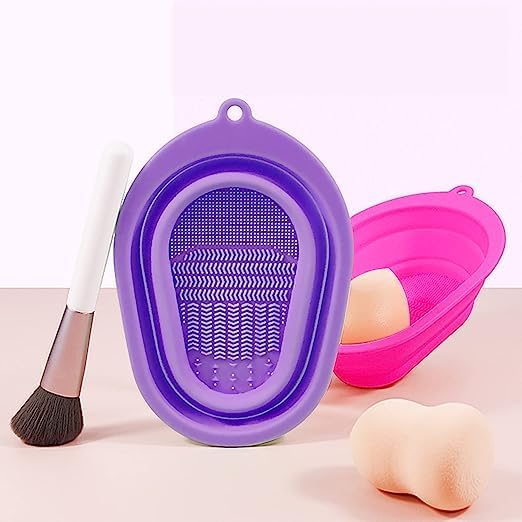 Premium Silicone Makeup Brush Cleaning Mat - Foldable Cosmetic Brush Scrubber Pad with Non-Slip Surface for Easy Cleaning | Perfect for Makeup Artists & Beauty Enthusiasts | Use for Daily Brush Maintenance, Professional Salon Cleaning & Travel Makeup Kit Organization (Multicolor, Pack of 1)