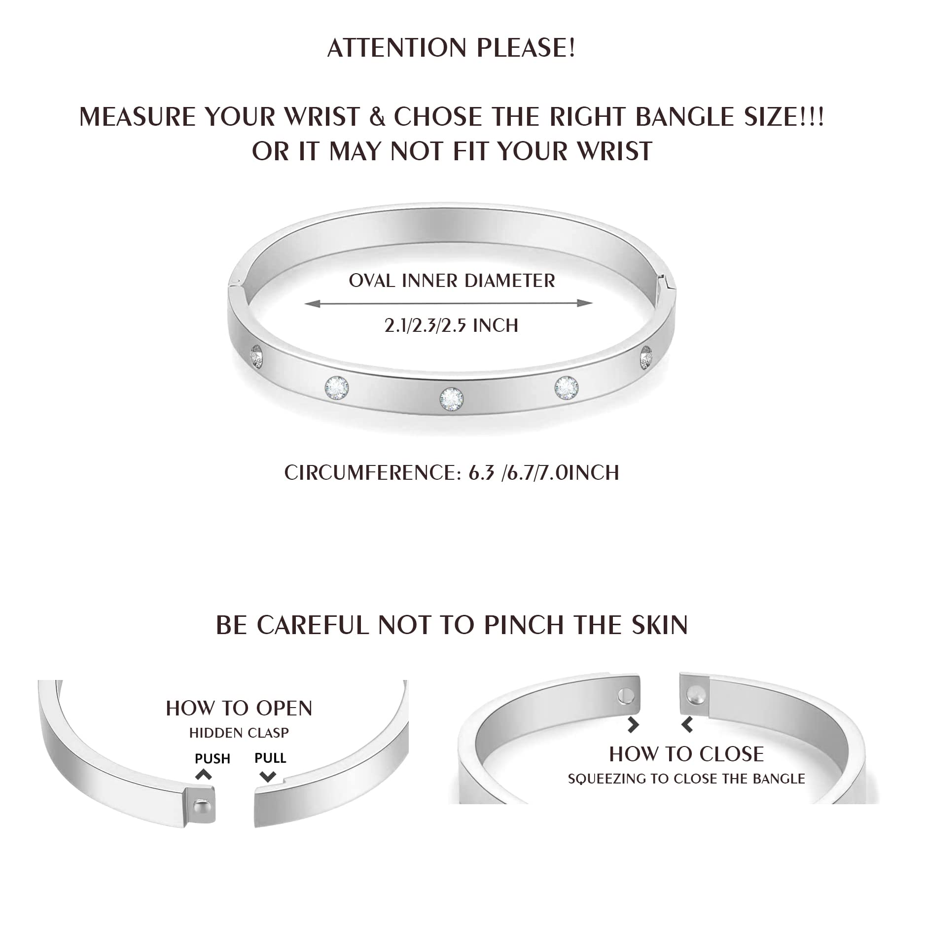 CONRAN KREMIX Inspirational Silver Bangle Bracelet for Women - Stainless Steel Non-Tarnish Oval Bracelet with Cubic Zirconia Stones, Perfect Birthday Gift for Her - Ideal for Special Occasions, Anniversaries & Everyday Elegance