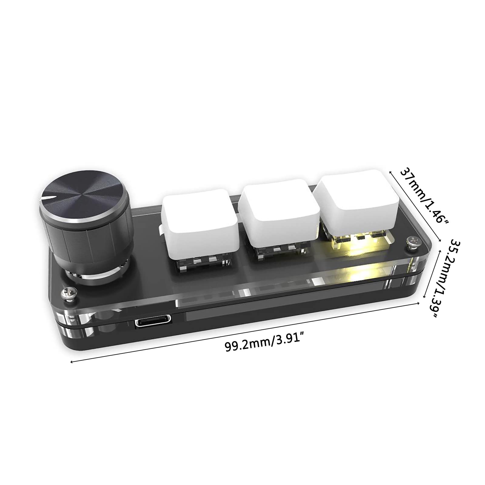 RGB 3-Key Programmable Mechanical Keypad - Custom Macro Gaming Keyboard with Knob for Copy/Paste | Perfect for Gaming, Programming & Office Work