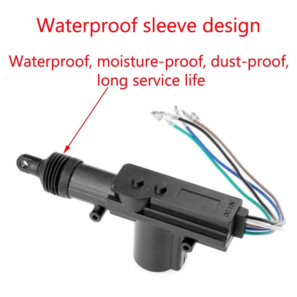 ESUPPORT Universal 12V Heavy Duty High Power 5-Wire Car Door Lock Actuator - Black - Compatible with Most Vehicles, Perfect for Central Locking System Installation & Auto Door Repair