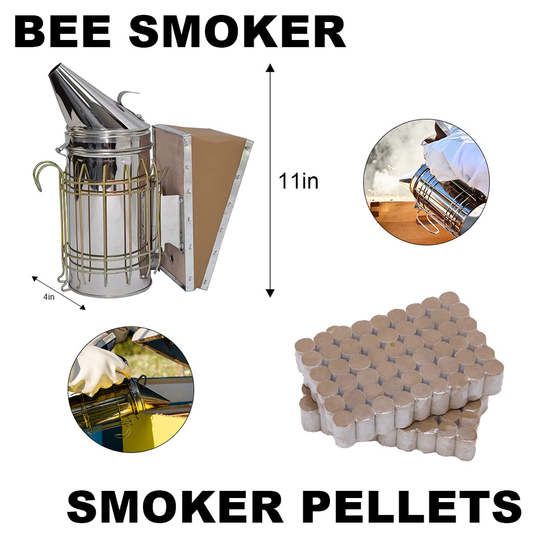 22-Piece Beekeeping Starter Kit with Beehive Tools, Smoker & Veil – Essential Beekeeping Supplies for Beginners | Hive Maintenance & Honey Harvesting
