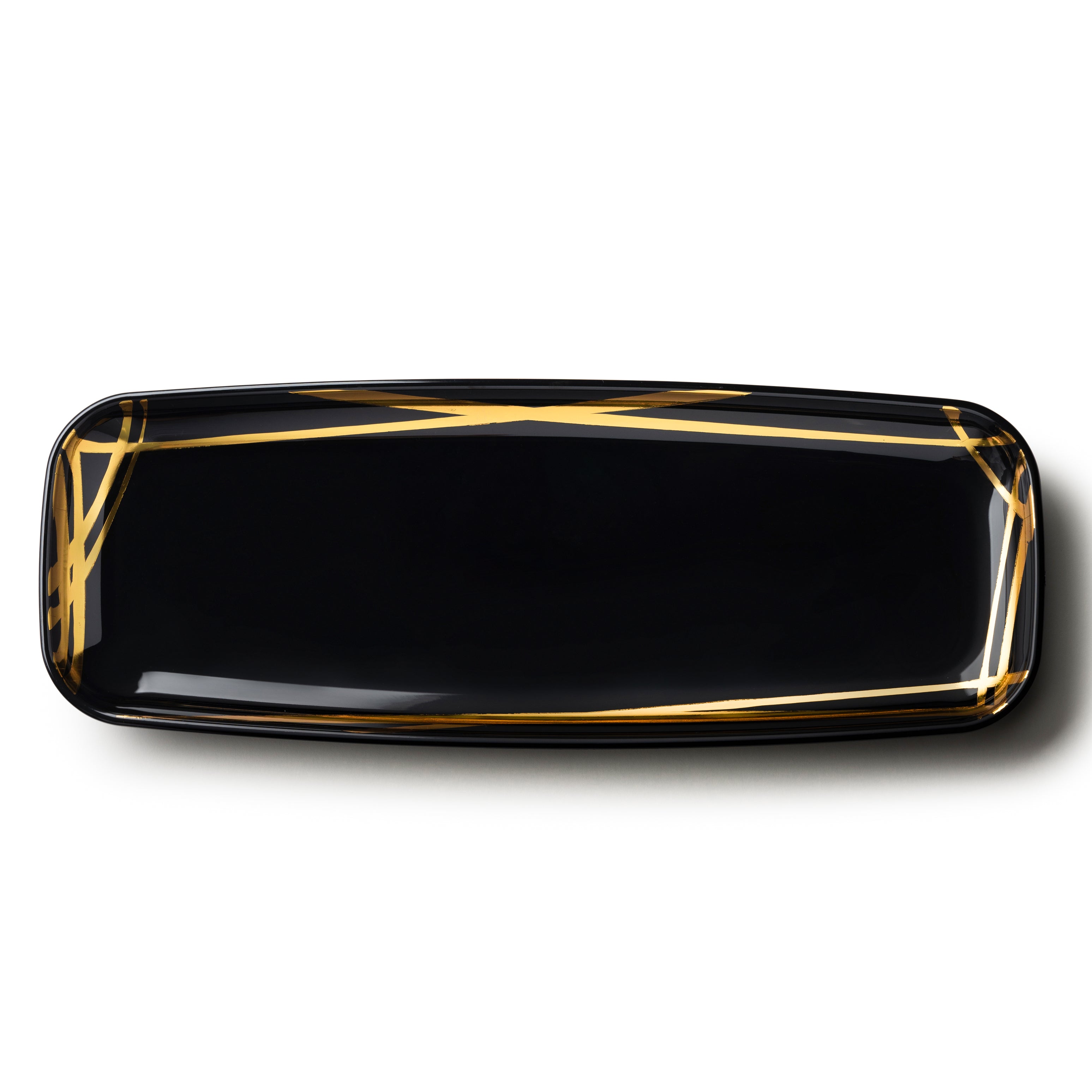 Elegant Black and Gold Oval Serving Platter Set of 2 - Perfect for Dinner Parties, Holiday Entertaining & Buffet Style Dining