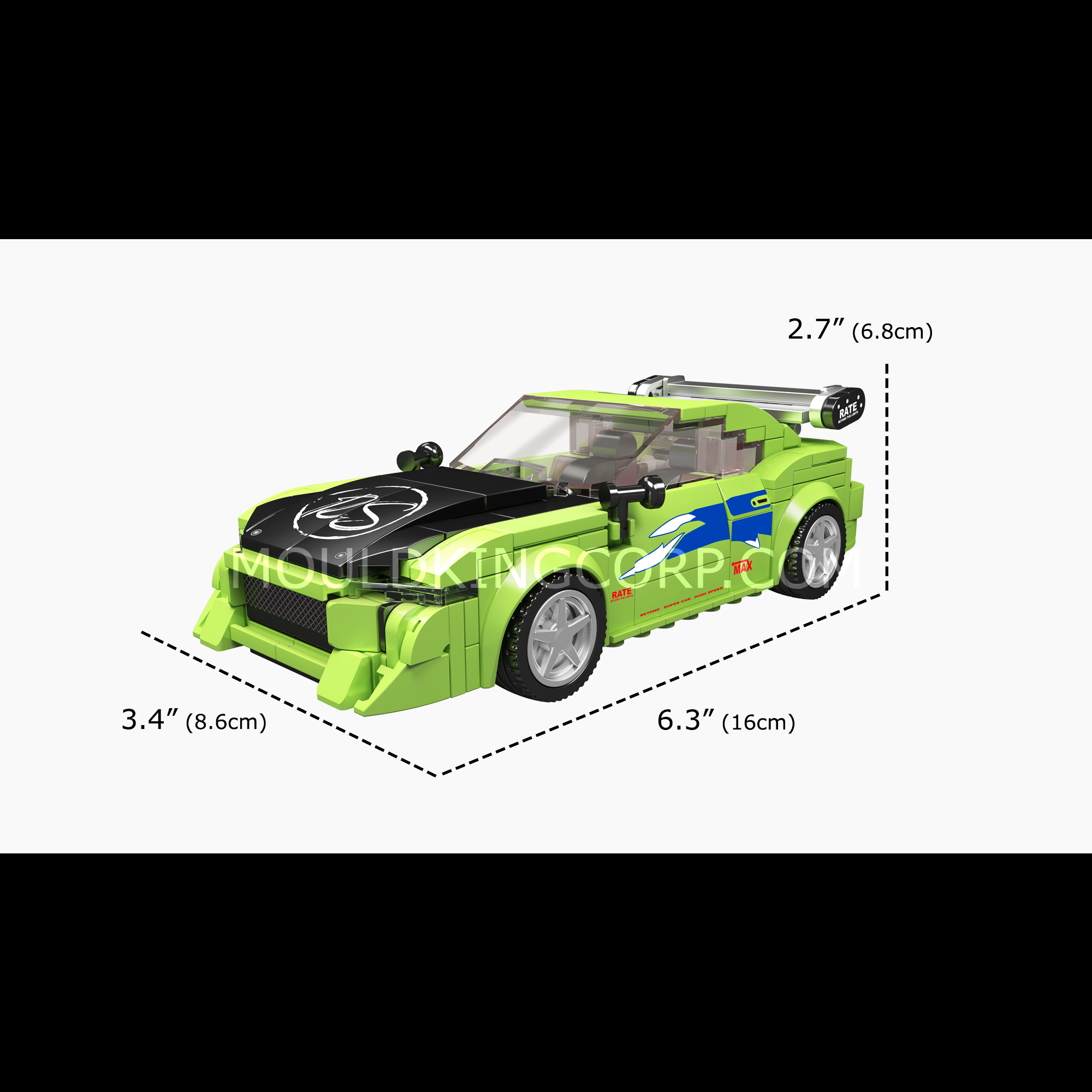 Mould King 27033S Eclipse GS Green Model Car Building Set - 390 PCS DIY Construction Toy for Adults & Teens | Perfect for Collectors, Gift Giving & STEM Learning Activities