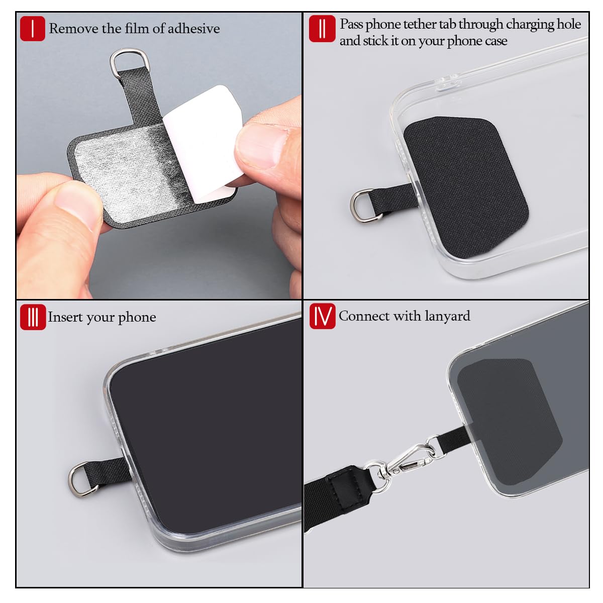 2 Pack Phone Tether Tabs for iPhone - Universal Phone Strap & Lanyard Attachment - Compatible with Most Phone Cases - Perfect for Gym, Travel, Work & Outdoor Activities