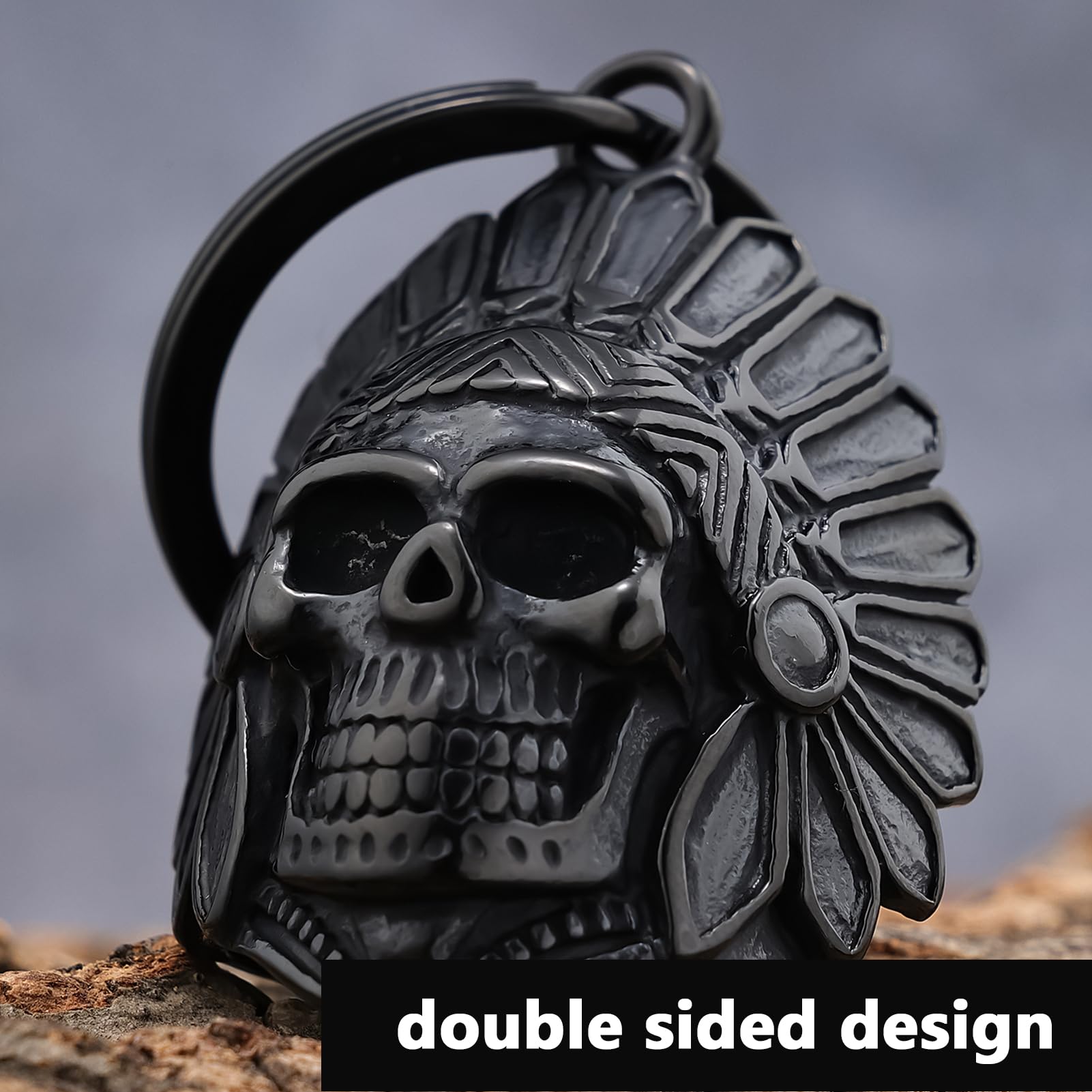 Motorcycle Skull Bell - Protective Biker Keychain for Riders | Durable Motorcycle Accessories for Safety & Style | Perfect for Harley, Cruiser & Chopper Bikes