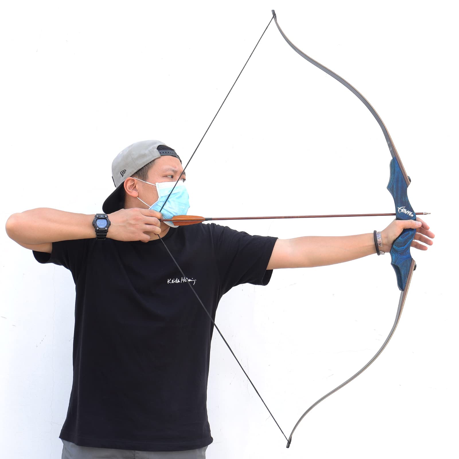 OBTOUTDOOR Black Hunter Takedown Recurve Bow Set for Adults - 60