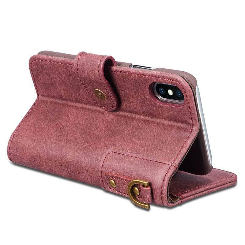 Genuine Cow Leather iPhone 12 Flip Wallet Case - Slim Protective Cover with Card Slots | Perfect for Business Travel & Everyday Use
