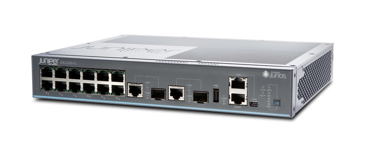 Juniper EX2200-C-12T-2G Compact Ethernet Switch - 12 Port Gigabit with 2 SFP Ports for Small Business & Home Office Networking