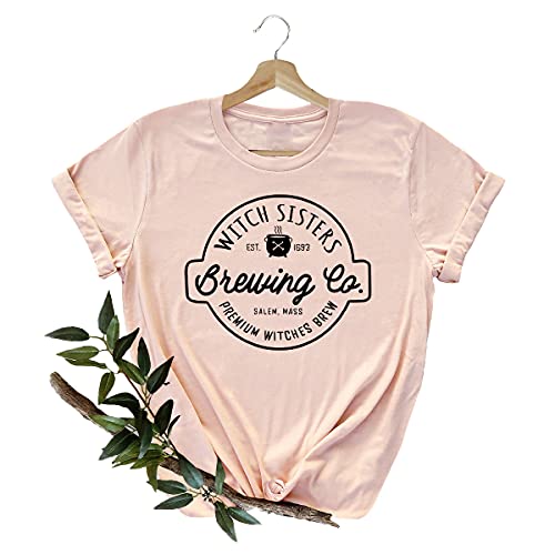 Witch Sisters T-Shirt, Halloween Coffee Lover Shirt, Witchy Fall Tee for Women - Perfect Halloween Gift & Funny Coffee-Themed Outfit for Parties, Pumpkin Patch Visits, and Autumn Festivals