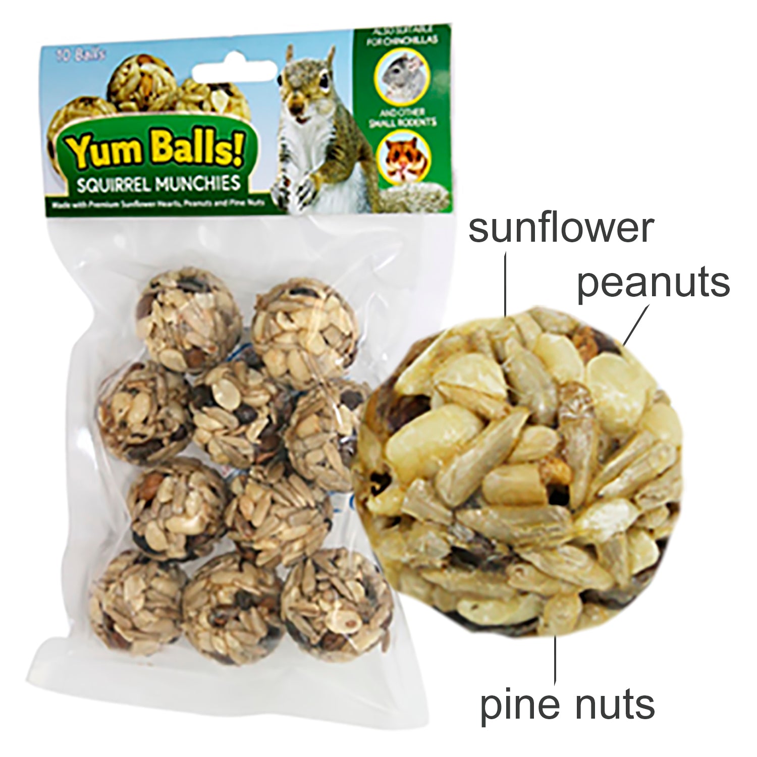 Yum Balls! Squirrel Munchies - Crunchy Nutritious Squirrel Food for Backyard Wildlife Feeding - Perfect for Bird Feeders & Outdoor Pet Snacks