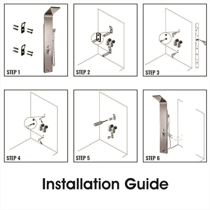 Premium 304 Stainless Steel 6-in-1 Digital LED Shower Panel System with Body Massage, Overhead Shower, Dual Flow, Body Jets & Handheld Spray - Gold Finish | Luxury Bathroom Upgrade for Spa-Like Experience