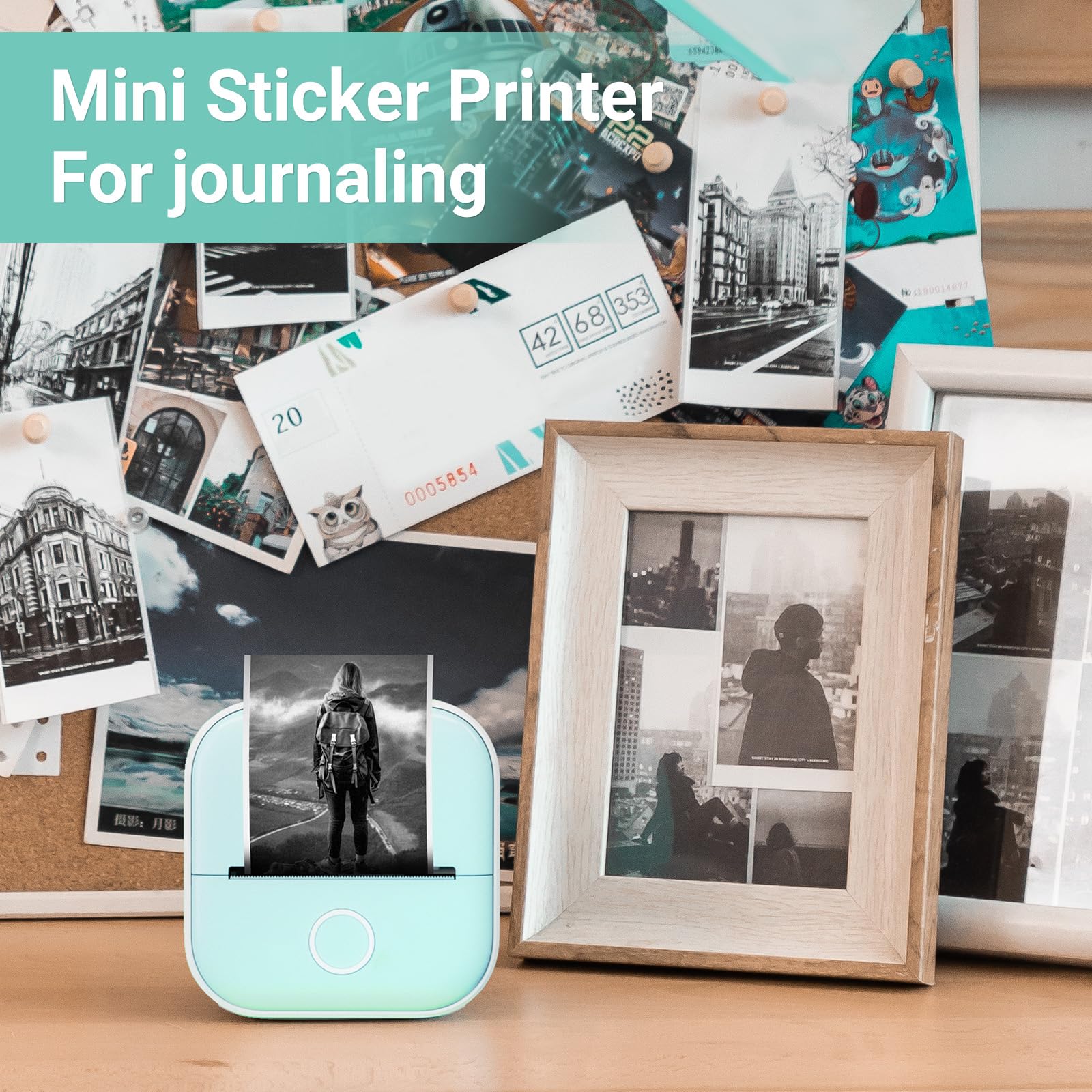 Print Pod Mini Printer - Inkless Sticker Printer, Portable Thermal Printer with Bluetooth for Kids, Early Education, Journaling & Note Taking - Includes 1 Paper Roll - Perfect for School Projects, DIY Stickers & Creative Learning Activities