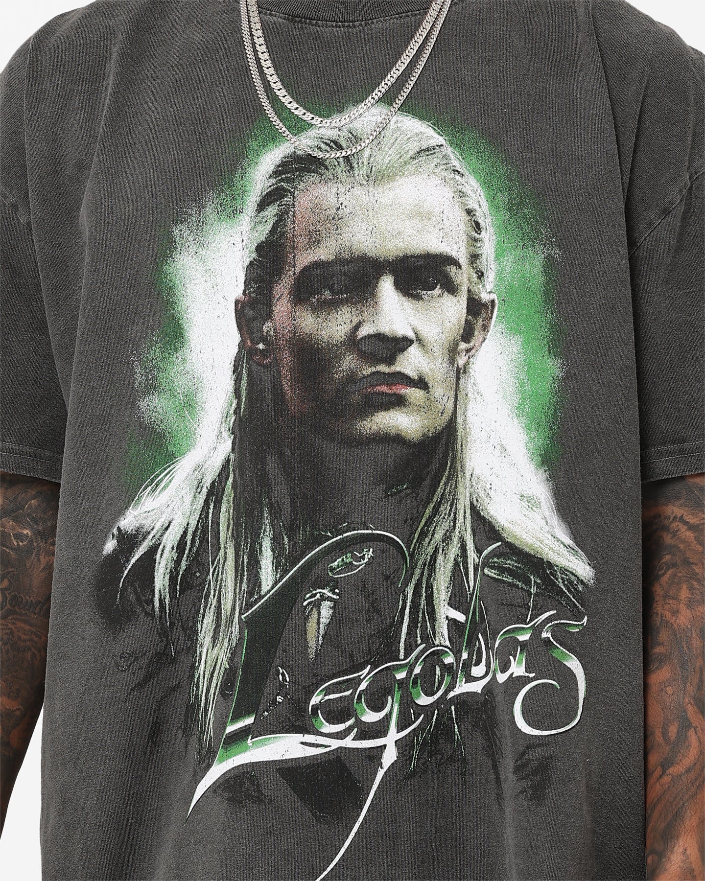 Vintage Lord of The Rings Legolas Heavyweight T-Shirt - American Thrift Black Wash | Perfect for Cosplay, Movie Nights & LOTR Fan Gifts