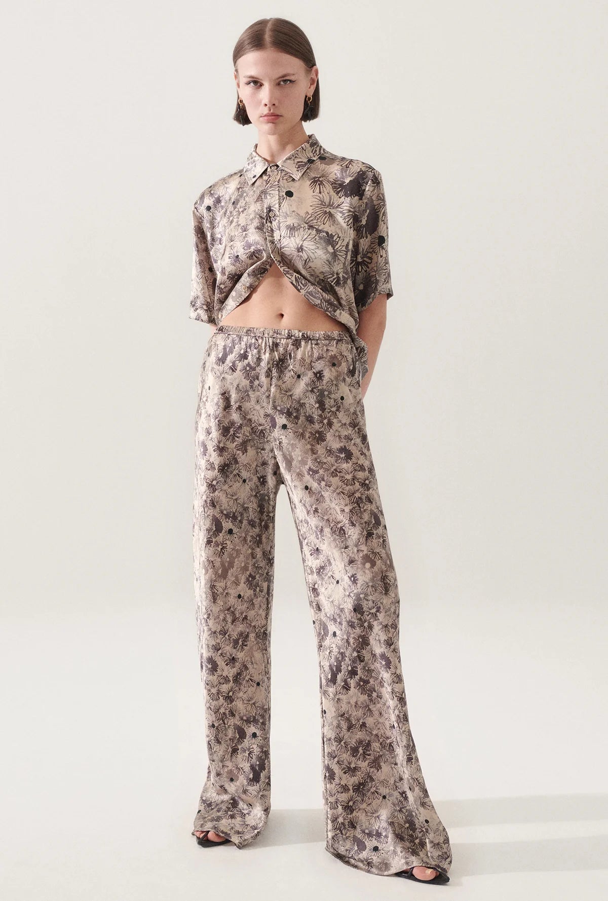 BIAS CUT PANTS ASTER FLORAL - Women's High Waist Flowy Trousers for Spring Summer | Perfect for Office, Date Night & Casual Outfits