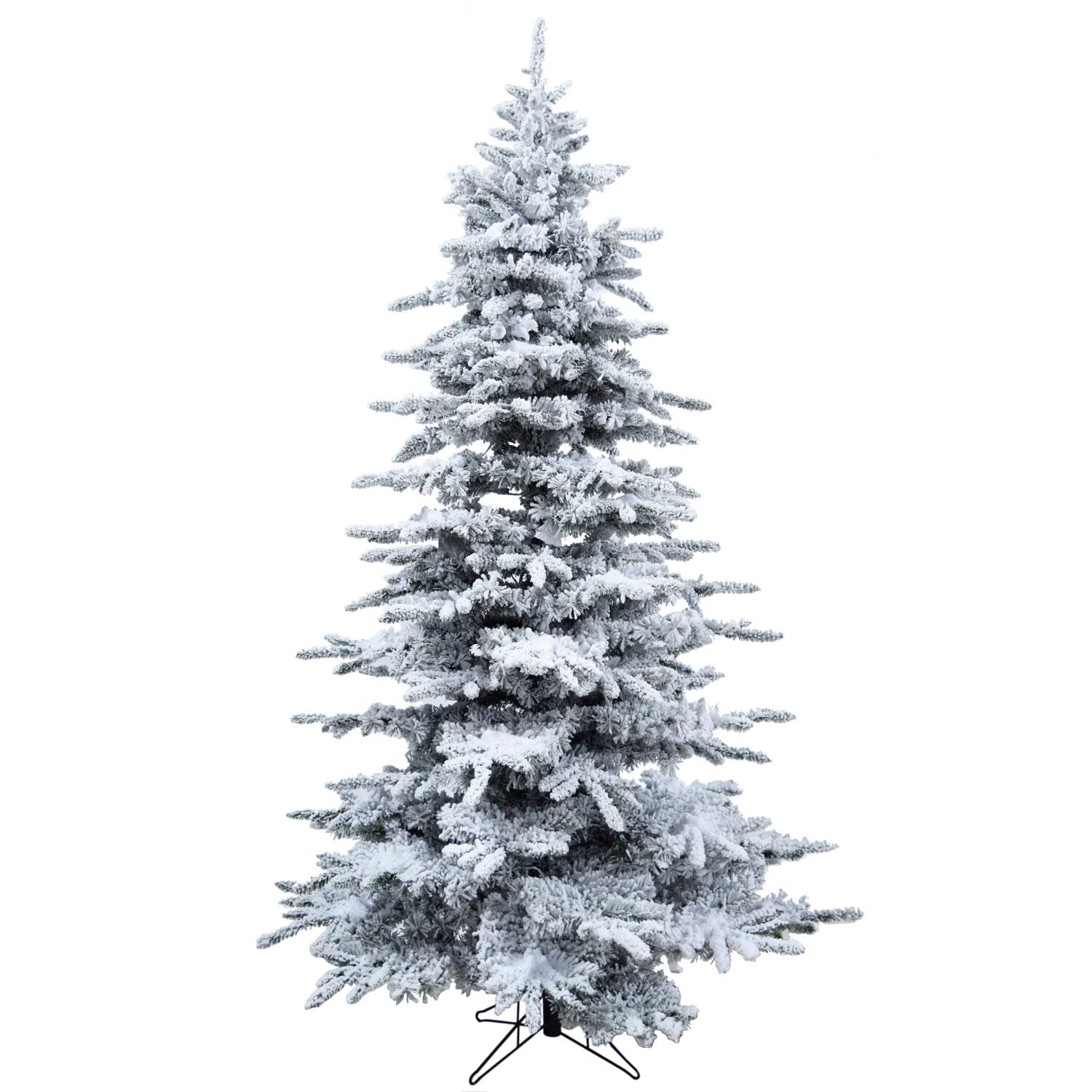 7.5-Ft Silverado Pine White Flocked Slim Christmas Tree with Metal Stand - No Lights - Perfect for Living Room, Office, and Holiday Decorations