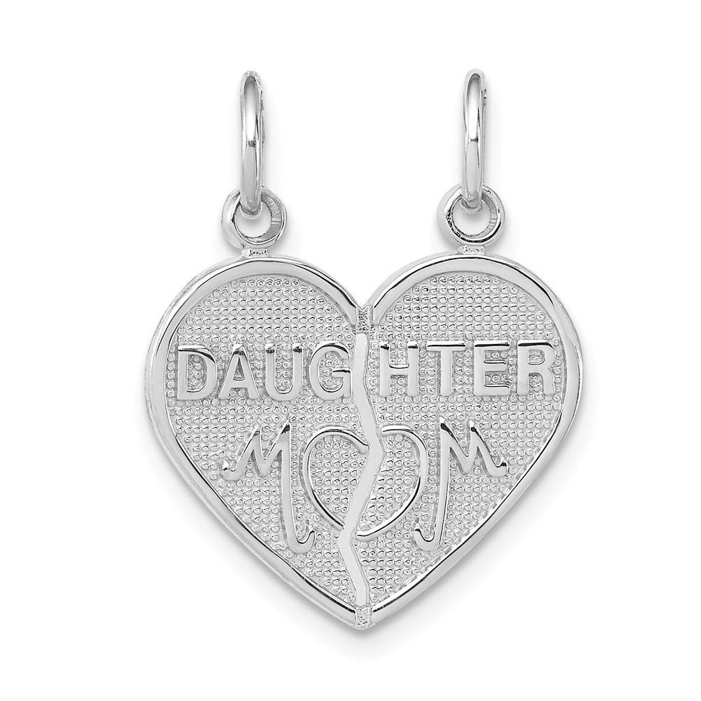 14K White Gold Faceted Textured Heart Pendant Necklace Set - Mother Daughter Matching Jewelry, Break-Apart Love Heart Necklace for Women, Perfect Gift for Anniversary, Birthday & Valentine's Day - Elegant Everyday Wear & Special Occasions