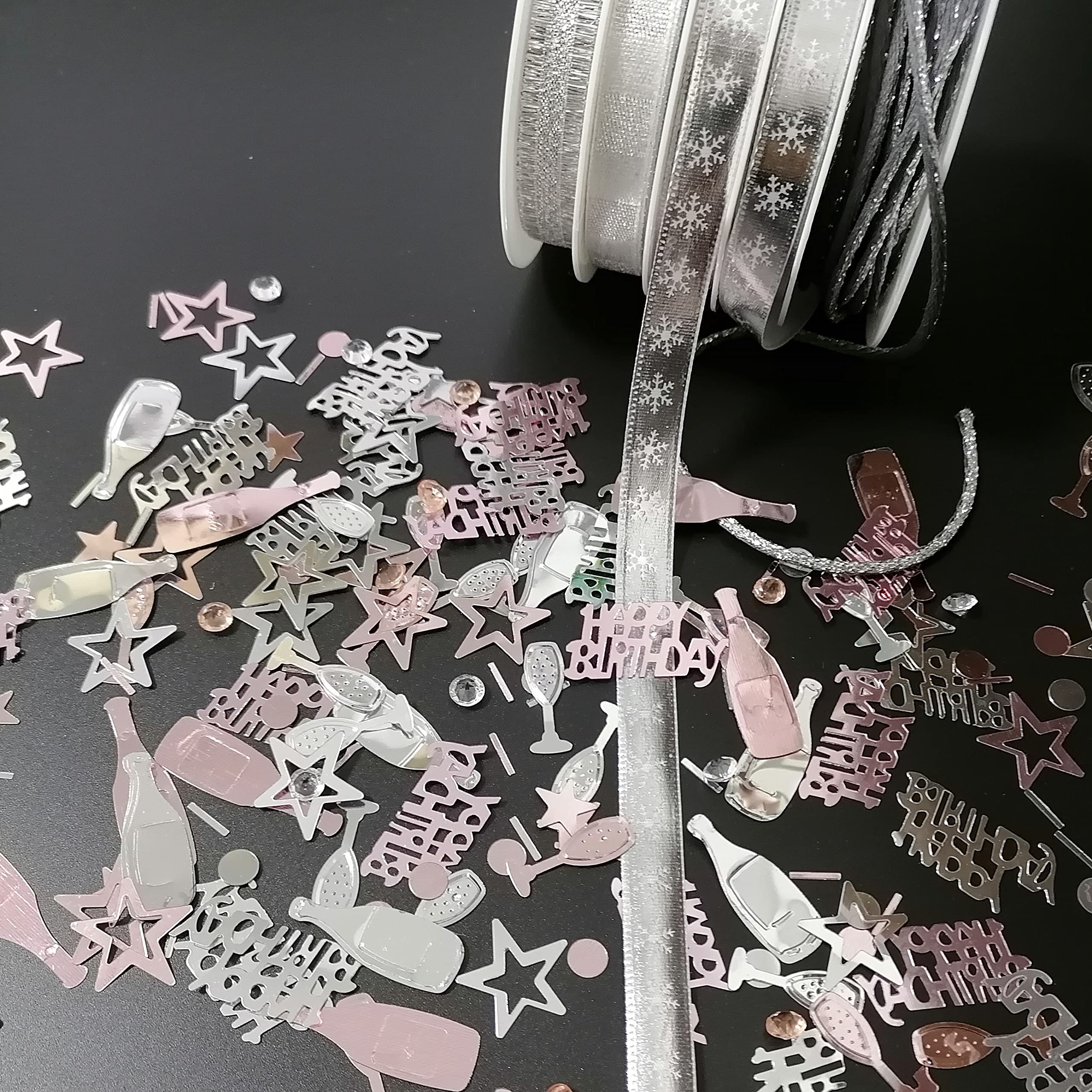 Rose Gold & Silver Birthday Confetti - Premium Metal Foil Party Decorations for Tables, Scatter Sequins | Perfect for Birthday Parties, Baby Showers & Wedding Celebrations