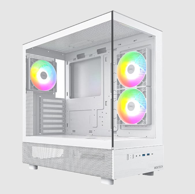 Montech XR Mid Tower PC Case - Black & White Color Options - Perfect for Gaming Rigs, Workstations, and Custom PC Builds