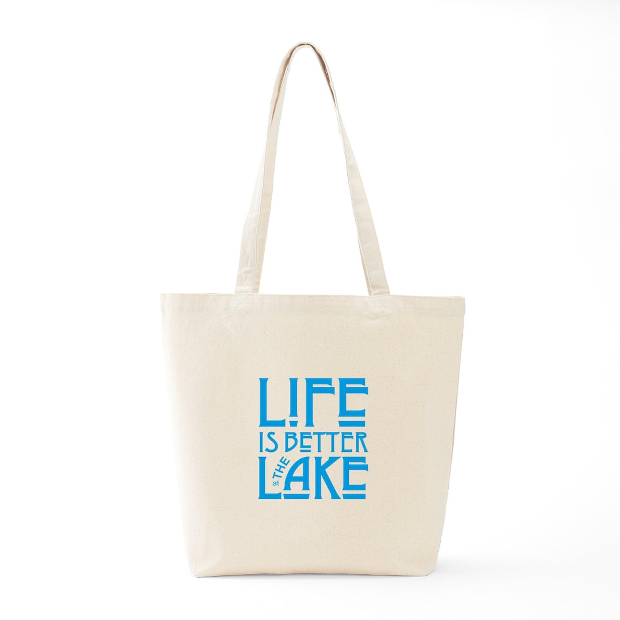 Life Is Better At The Lake Tote Bag - Natural Canvas Reusable Shopping Bag for Groceries, Beach Trips & Daily Errands