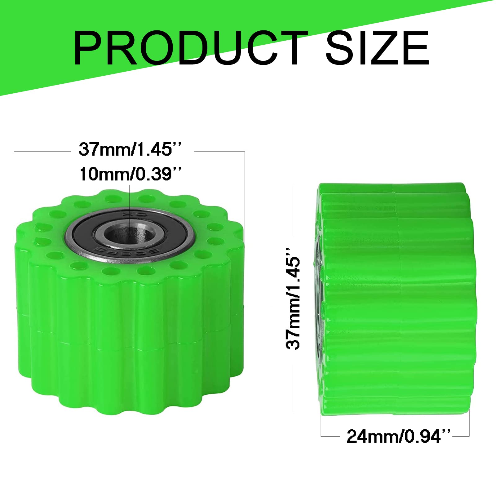Universal 10mm Motorcycle Idler Sprocket - ATV/Dirt Bike Chain Tensioner for Pit Bikes & Mini Bikes (Green)
