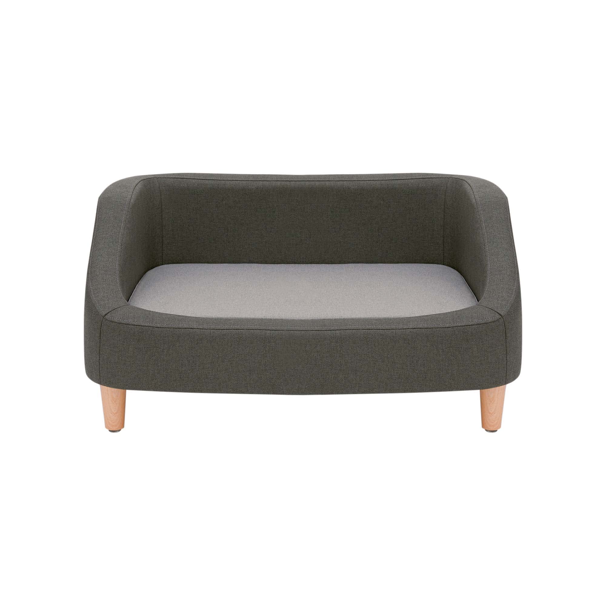 Teamson Pets Bennett 32 Inch Raised Dog Bed with Removable Washable Cushion - Gray Heathered Linen Sofa Style Pet Bed for Cats & Small/Medium Dogs - Perfect for Living Room, Bedroom or Pet Nursery