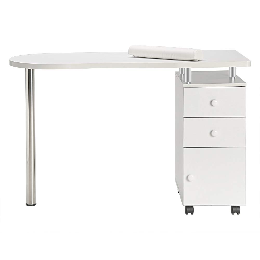 Professional Nail Table Manicure Table for Salon & Home Use - White Beauty Nail Desk Workstation with Storage Drawer | Perfect for Manicurists, Nail Techs & DIY Nail Care
