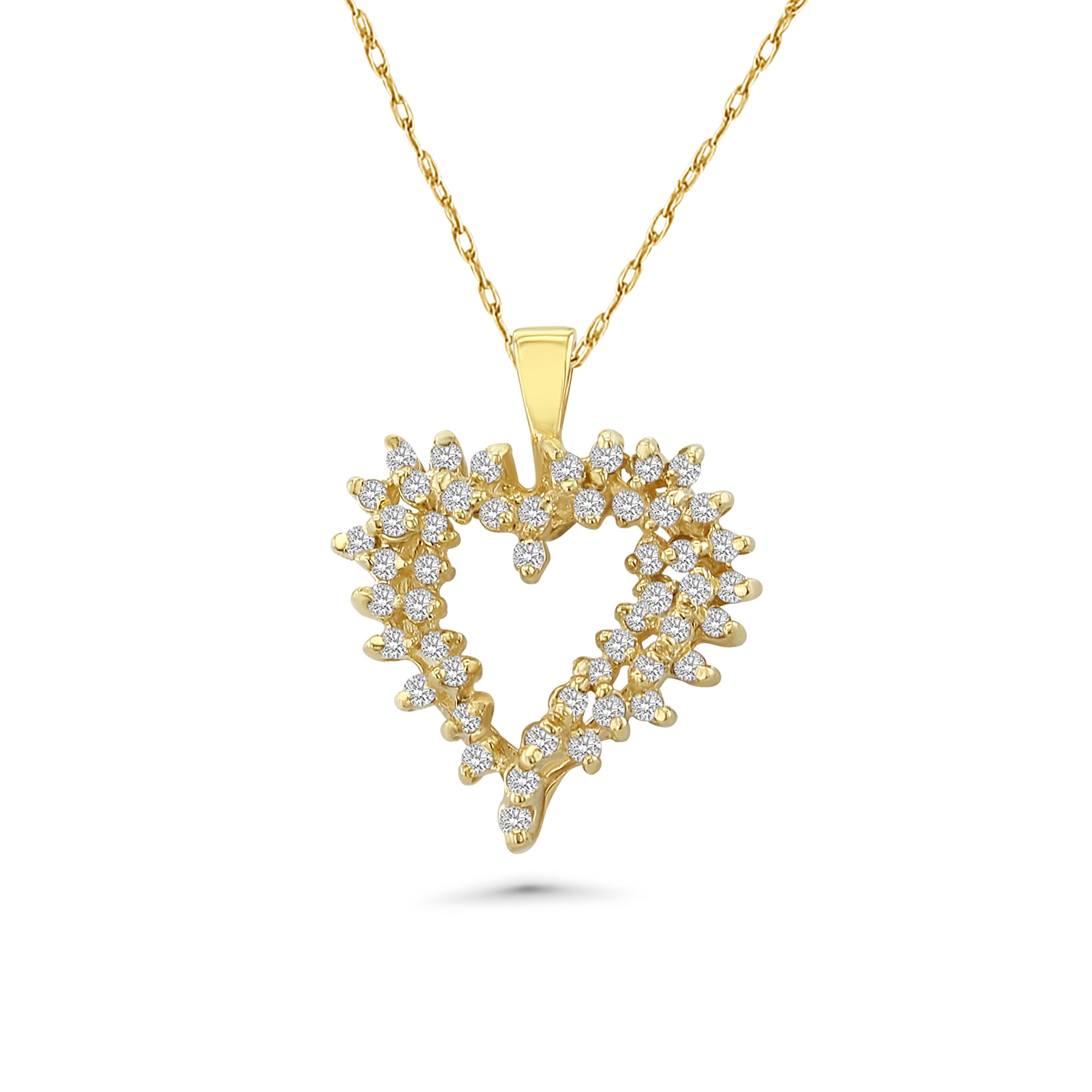 0.50 Carat Diamond Heart Pendant Necklace in 14K Yellow Gold - Perfect for Valentine's Day, Anniversary & Romantic Gifts