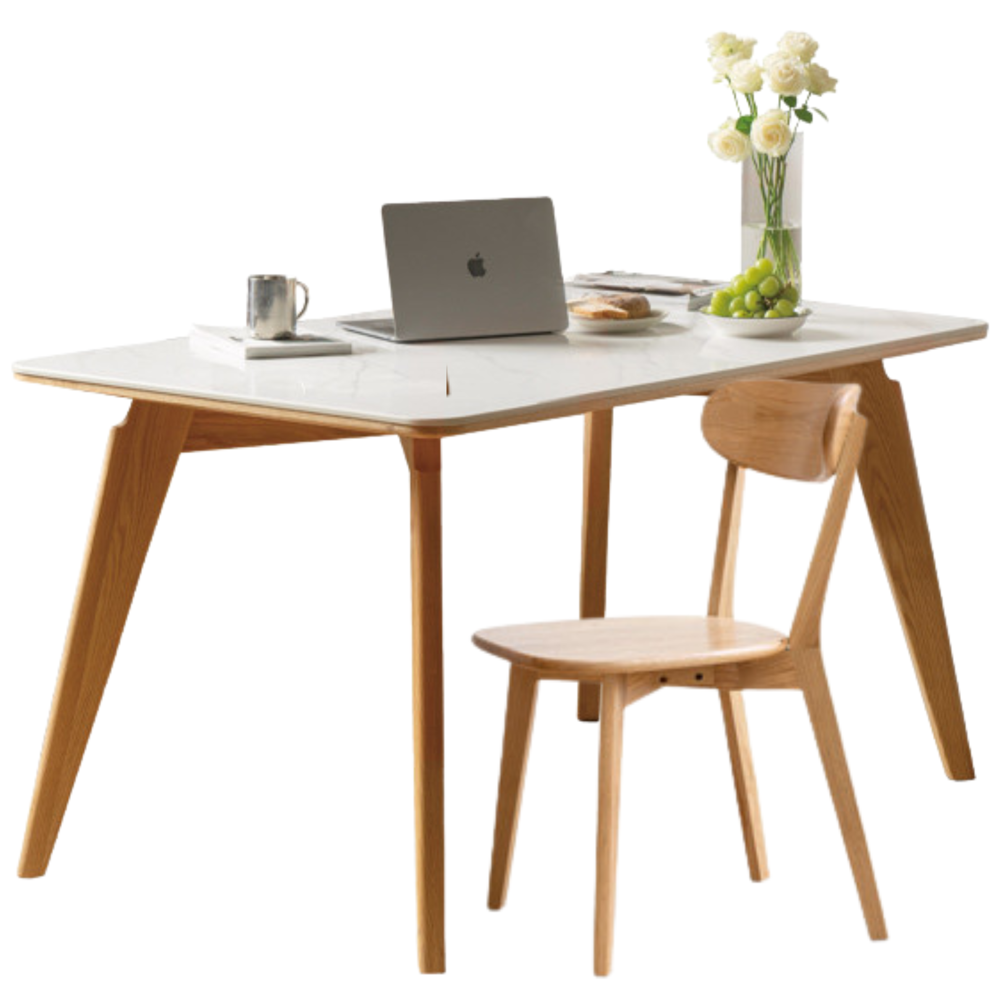 Solid Oak Wood Modern Rocking Dining Table - Perfect for Farmhouse, Rustic & Contemporary Dining Rooms