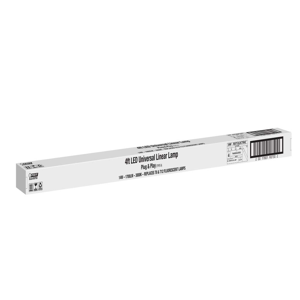 Feit Electric T8 LED Bulbs 4ft - 32W Equivalent Type A Tube Light - Plug & Play T8/T12 LED Fluorescent Replacement - Frosted 3000K Warm White (4-Pack) - Perfect for Office, Garage, Warehouse & Commercial Lighting