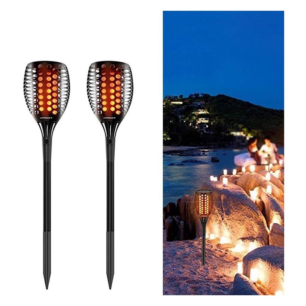 Solar Powered Garden Lights Outdoor - Waterproof LED Landscape Lawn Lights with Flickering Flame Effect for Yard, Pathway, Patio Decor