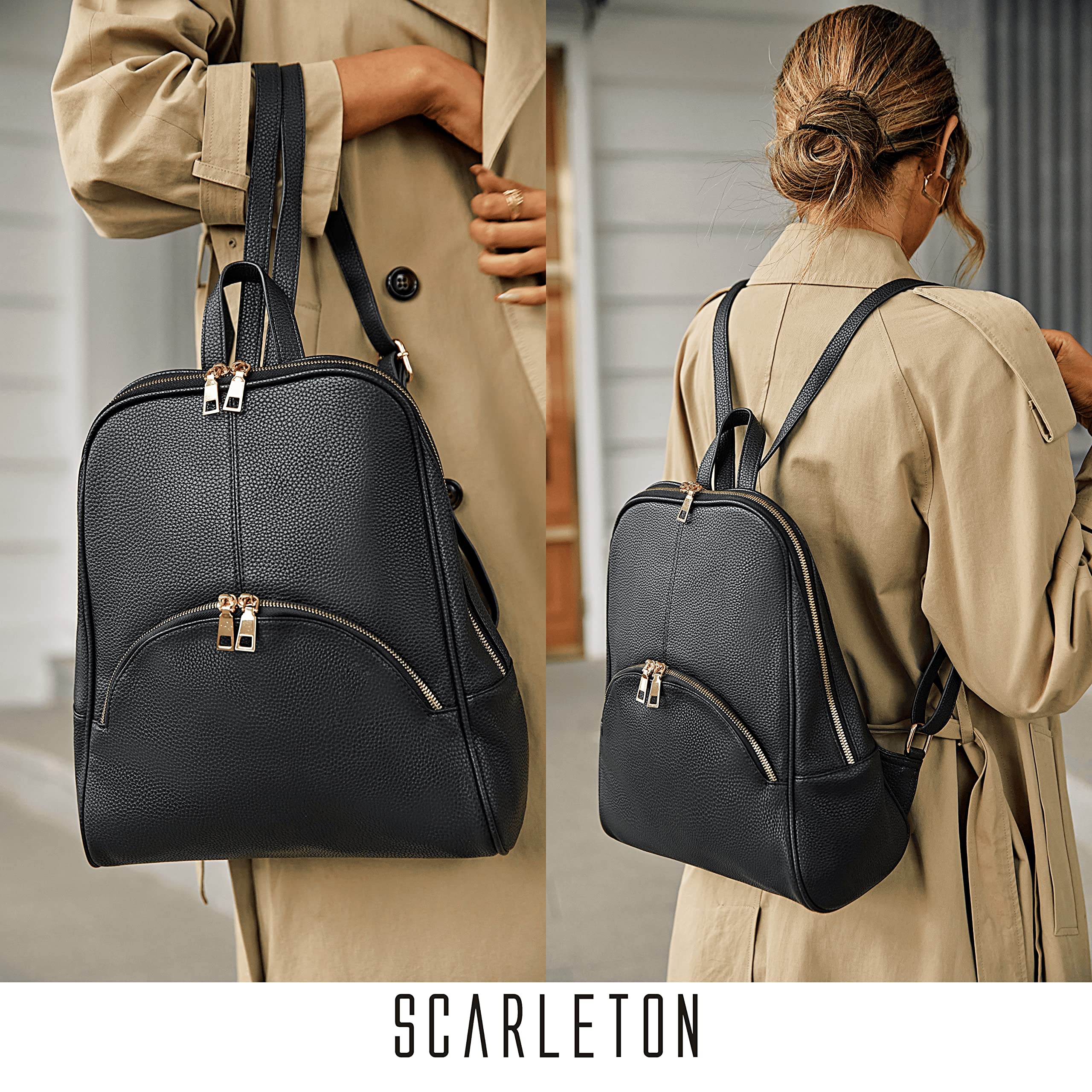 Scarleton Mini Backpack for Women - Stylish Top Handle Travel Backpack in Black | Perfect for Daily Commute, Weekend Getaways & College Campus Use