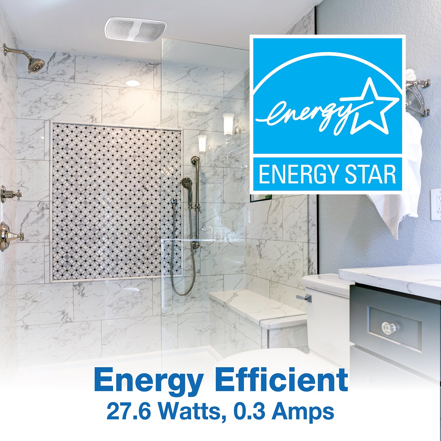 Energy Star Certified Air King AK80 80-CFM Ultra Quiet Bathroom Exhaust Fan - Perfect for Bathrooms, Laundry Rooms & Small Kitchens