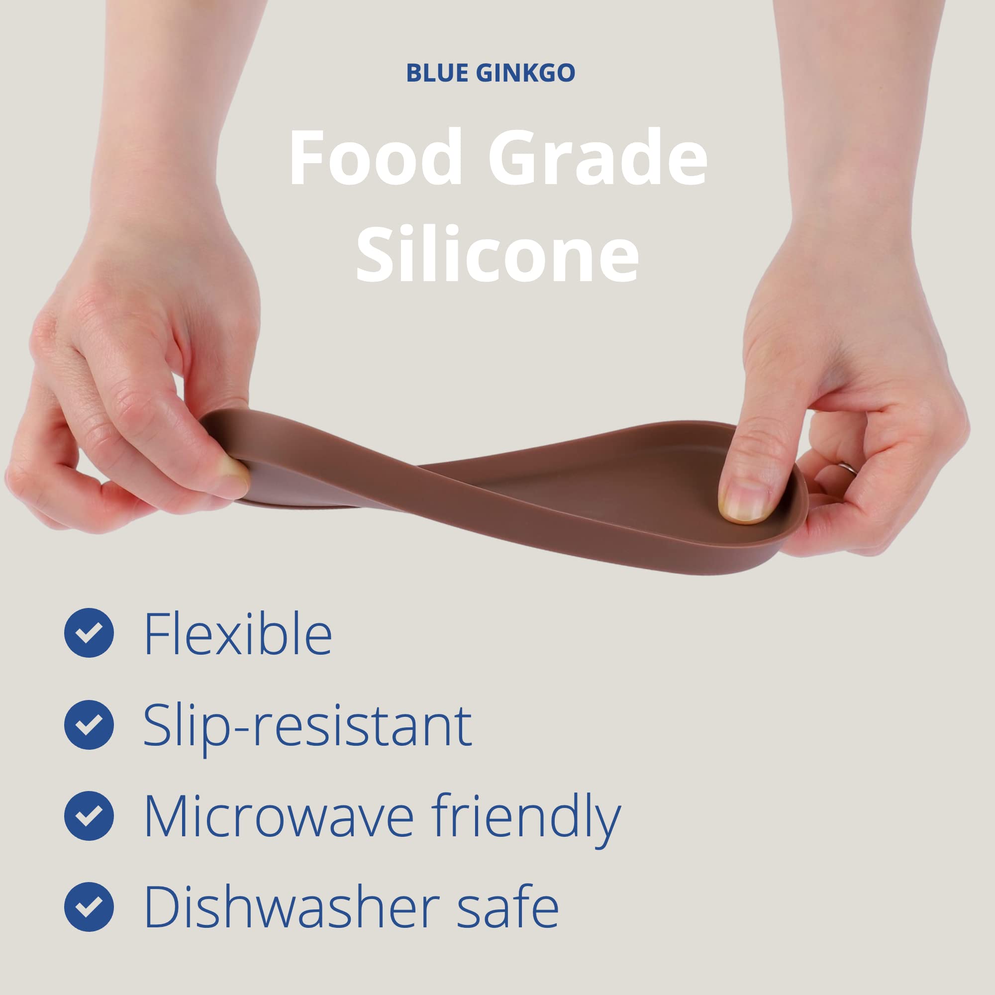 Blue Ginkgo Mini Silicone Trays - Set of 6 Non-Slip Organizers for Bathroom Counter, Kitchen Drawer, Desk & Vanity | Perfect for Cosmetics, Jewelry & Office Supplies | Easy-Clean, Space-Saving Storage Solution (Brown, Tan, Ivory)