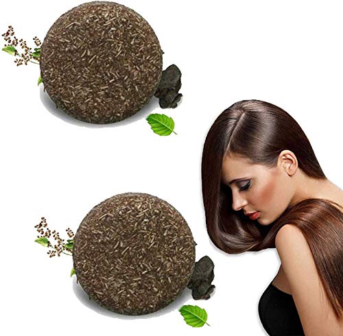 Natural Organic Darkening Shampoo Bar & Repair Conditioner - Volumizing, Moisturizing Black Hair Treatment (2PC Brown, 6x6x2.3cm) for Color-Treated & Dry Hair Care at Home