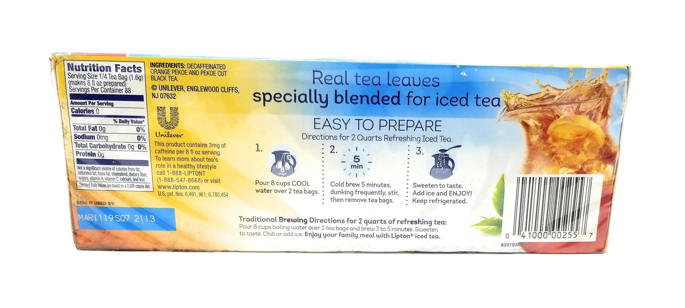 Lipton Decaffeinated Tea Bags - 100% Natural Herbal Tea, Caffeine-Free, 40 Count - Perfect for Relaxation, Evening Tea Time & Stress Relief