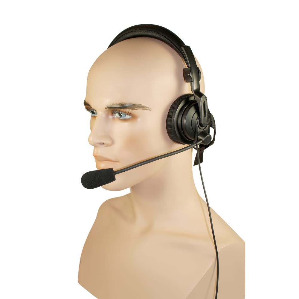 Pryme HLP-SNL-03 Lightweight Headset for Motorola 2-Pin CP100D CP200D BPR40 CLS DTR DLR Series - Durable Communication Headset for Construction, Security & Warehouse Workers