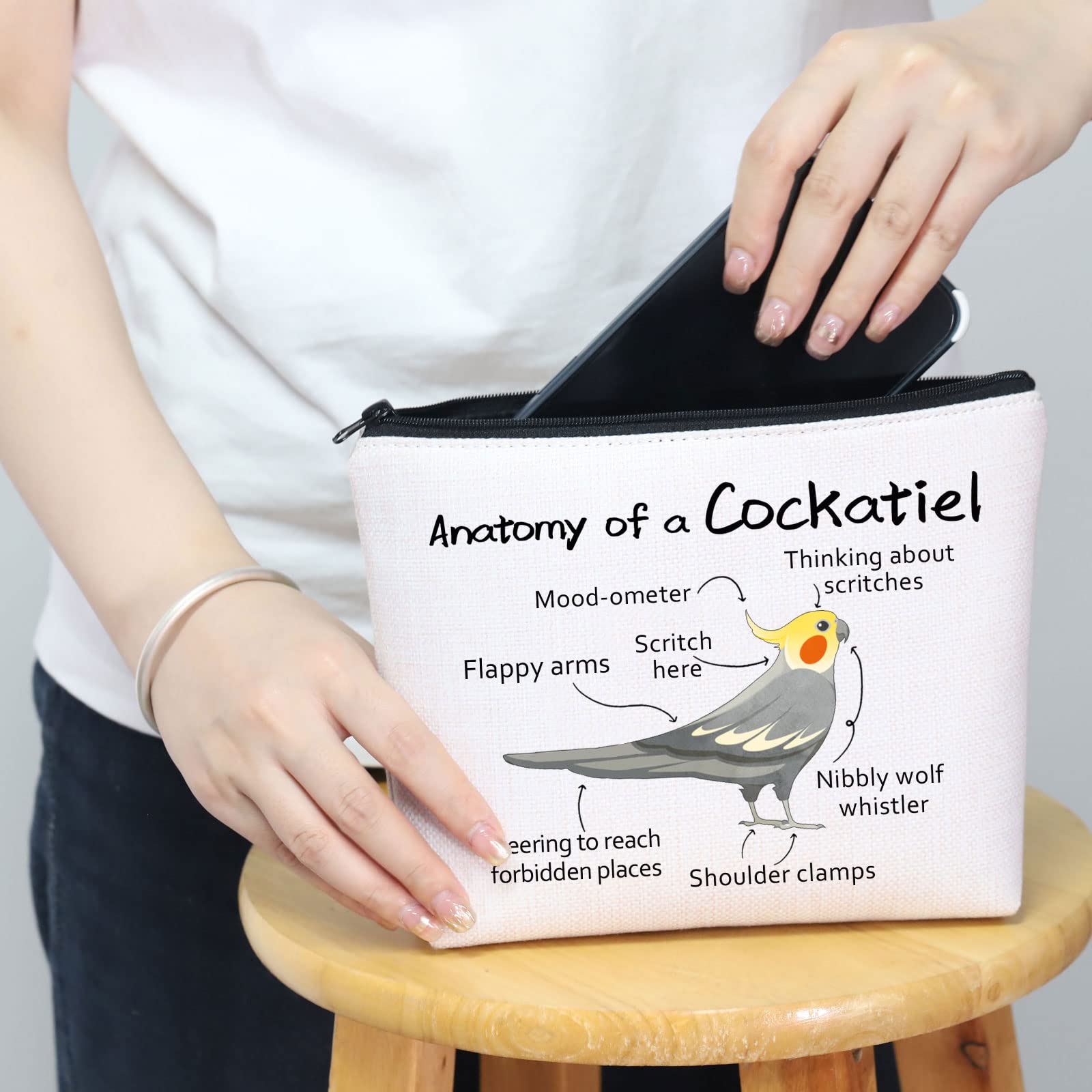Cockatiel Makeup Bag - Cute Zipper Pouch for Women & Girls | Perfect Gift for Bird Lovers & Travel