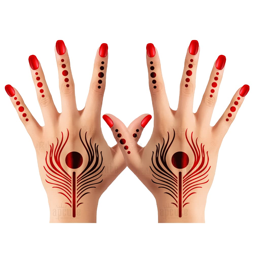 Apcute Mehndi Design Sticker | Henna Art Temporary Tattoo for Kids, Girls & Women | Easy to Apply & Remove | Best Mehandi Stencil Sticker Collection (Design No. H-B-156) | Perfect for Weddings, Festivals & DIY Body Art
