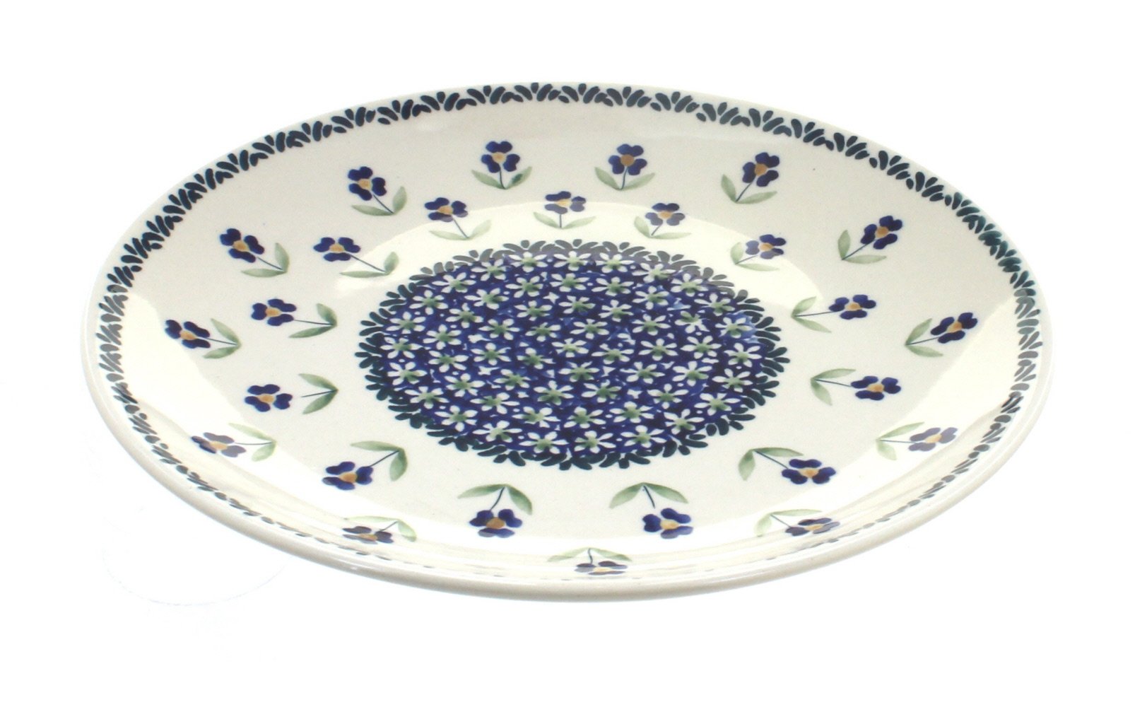 Handmade Blue Rose Polish Pottery Dinner Plate - Blue Daisy Design Ceramic Plate for Dining, Kitchen & Home Decor | Elegant Tableware for Restaurants, Weddings & Special Occasions