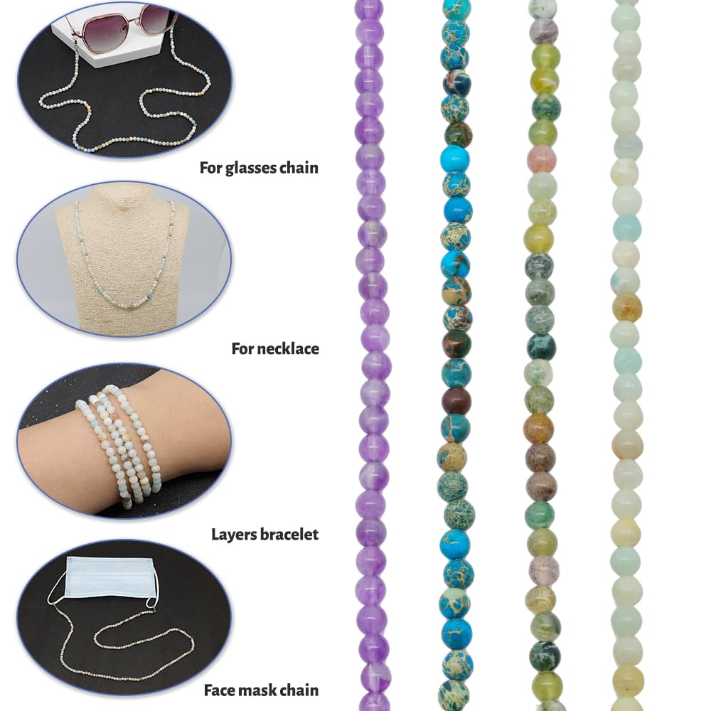 LuReen Stylish Eyeglasses Chain for Women - Natural Stone Beaded Glasses Strap, Adjustable Sunglasses Lanyard Necklace (Perfect for Reading, Driving, Fashion Accessory & Eyewear Security)