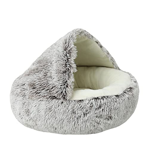 Cozy Hooded Donut Cat Bed & Dog Bed - Anti-Anxiety Pet Cave with Removable Blanket for Small Dogs & Indoor Cats | Machine Washable & Warm for Winter, Perfect for Calming Pets in Living Room or Bedroom