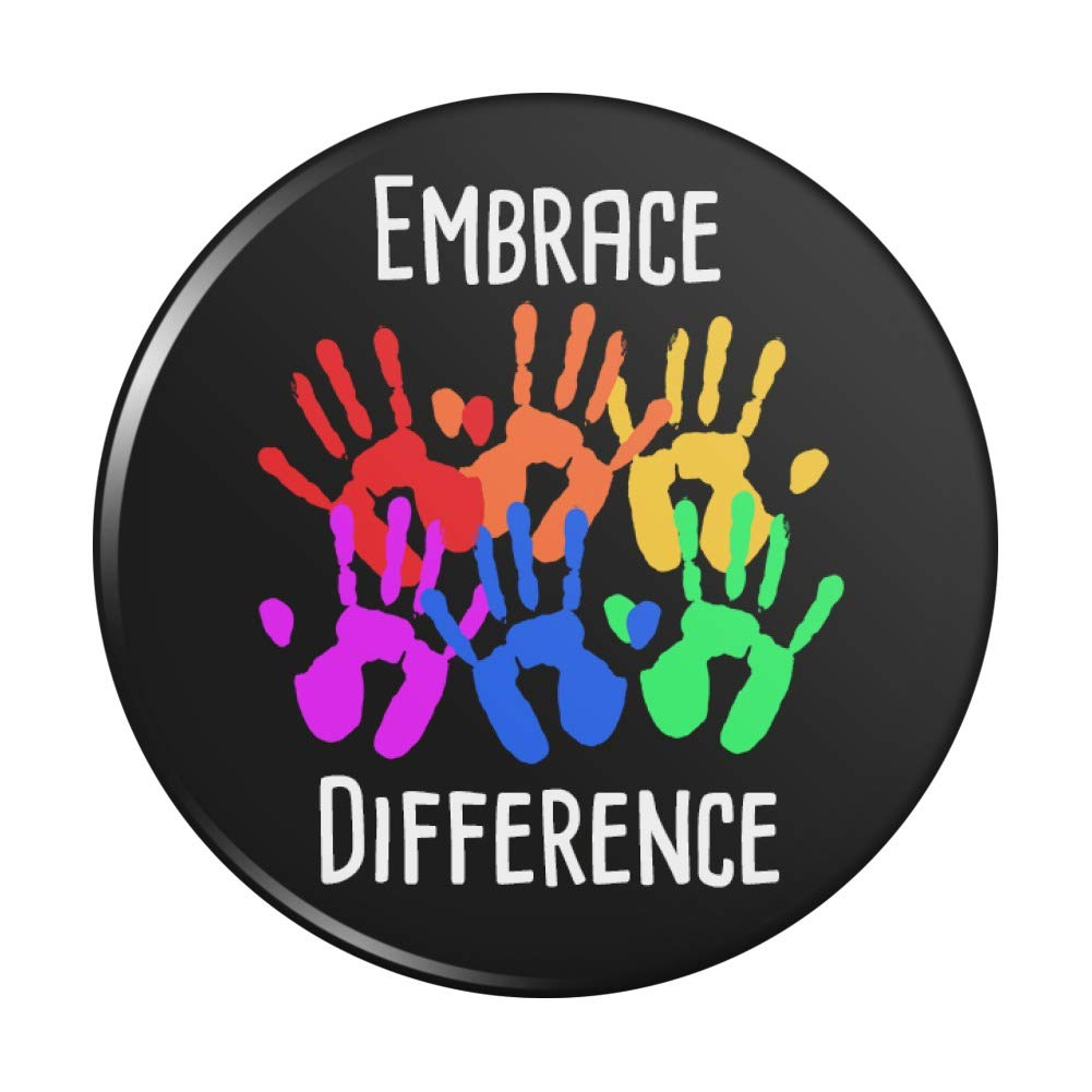 Autism Awareness Pinback Button - Embrace Difference Hand Prints Badge for Backpacks, Jackets & Accessories | Show Support for Autism Acceptance