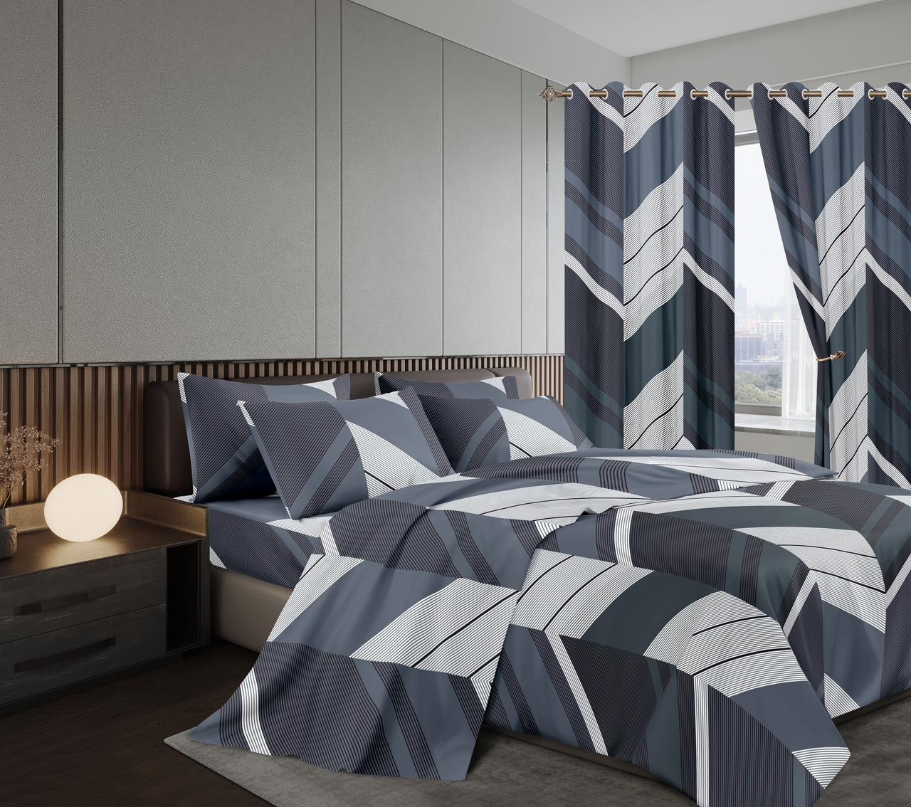 Modern Flower Print Bedroom Set - Queen Size Bed Frame, Nightstand & Dresser - Perfect for Master Bedroom & Guest Room Decor