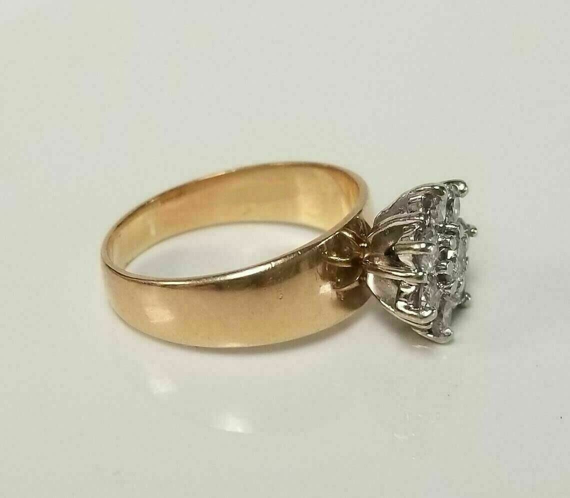 1 Ct Round Cut Diamond Cluster Engagement Wedding Ring for Women - 14K Yellow Gold Plated 925 Sterling Silver Handmade Promise Ring - Custom Anniversary Gift for Her - Perfect for Proposals, Weddings & Special Occasions