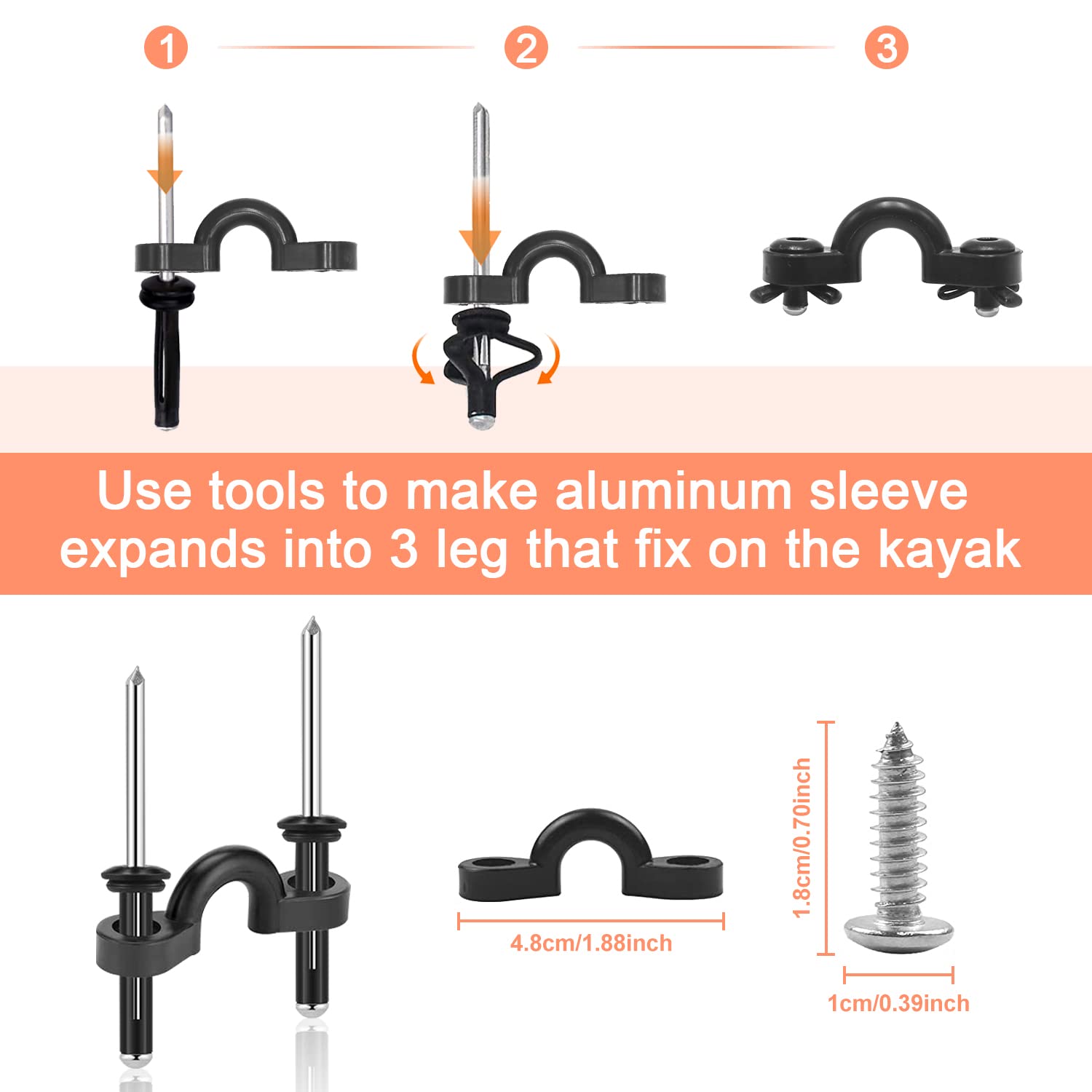 HLOGREE Kayak Handles 2/4 Pack - Heavy Duty Kayak Carry Handles with Stainless Steel Rivets - Replacement Kayak Handles for Emotion, Pelican, Hobie, Lifetime, Sit-on-Top, Ocean & Wilderness Kayaks - Perfect for Easy Transport & Storage of Fishing & Recreational Kayaks