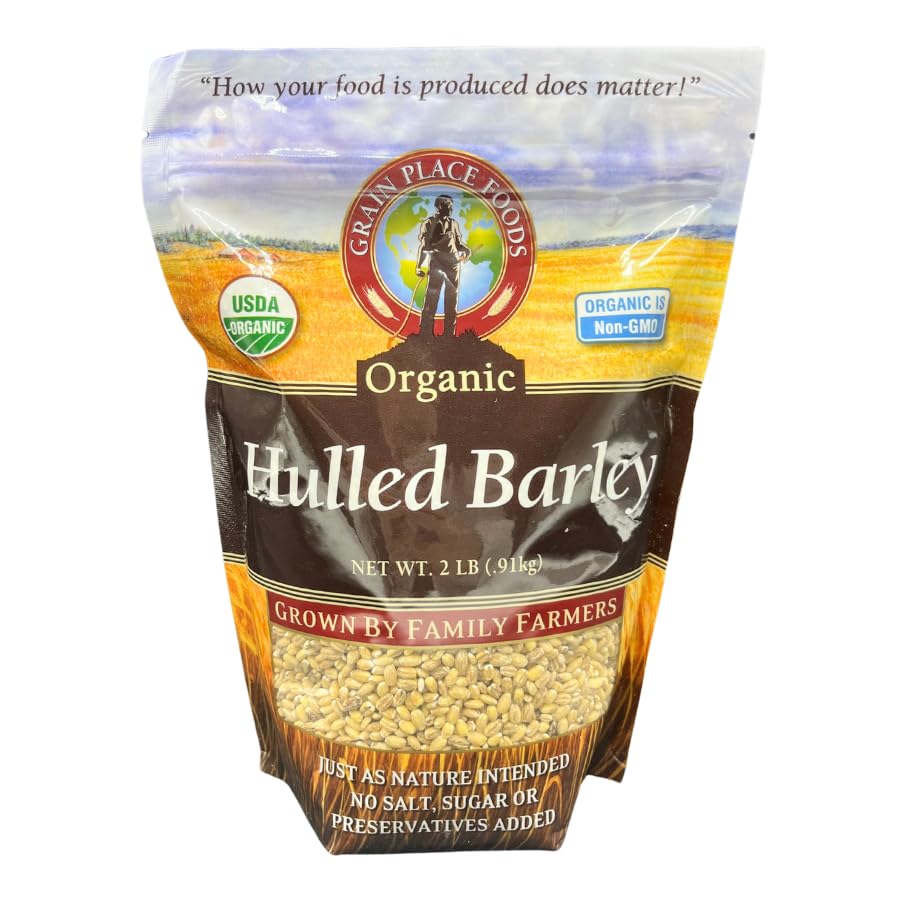 Organic Hulled Barley Non-GMO - 2lb Bulk Bag (Pack of 10) | Perfect for Soups, Stews, Baking & Healthy Meal Prep
