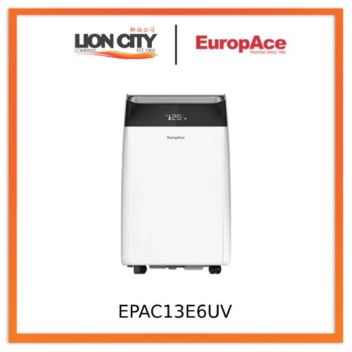EuropAce EPAC13E6UV 13000 BTU Portable Air Conditioner with WiFi - 4-in-1 Air Purifier, Cooling & Dehumidifier - Perfect for Bedrooms, Living Rooms & Home Offices