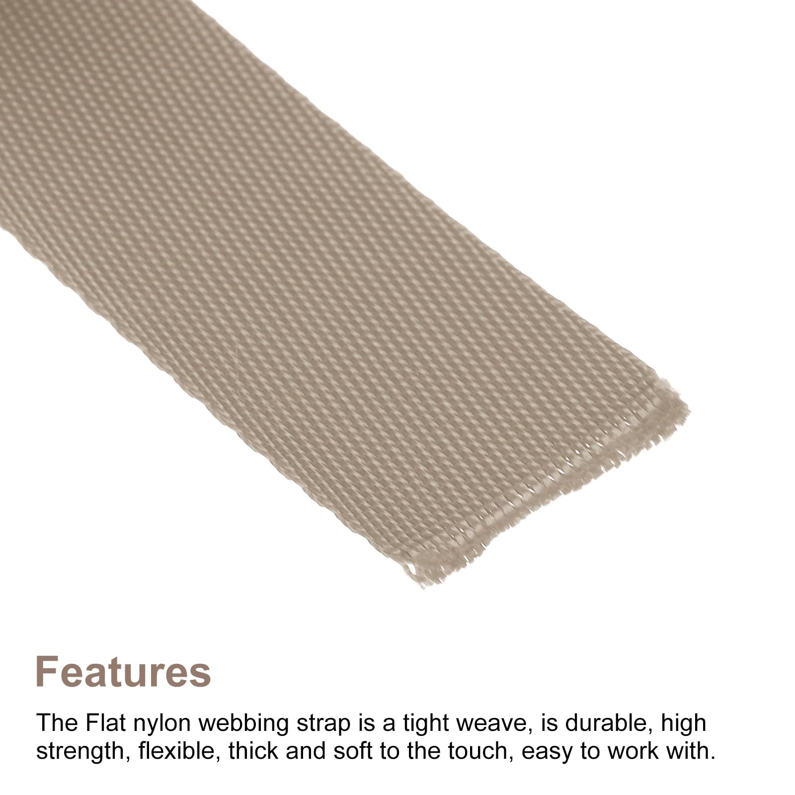 MeccaniXity 1 Inch Nylon Webbing Strap - 10 Yards Champagne Color for DIY Repair, Backpack Straps, Luggage Rack & Craft Projects | Heavy Duty Fabric Belt for Outdoor Gear, Pet Collars & Home Improvement